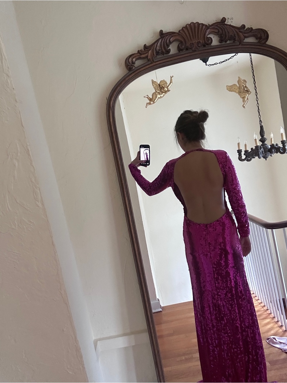 Mac Duggal Fuchsia Sequin Evening Dress